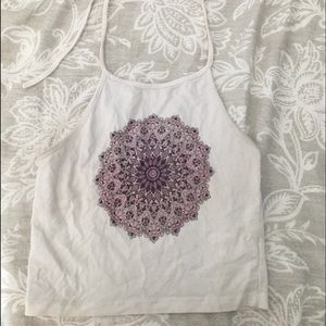 brandy melville white halter w purple design